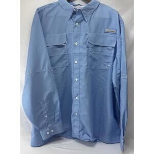 Habit Shirt Mens 3XL Blue &White Gingham Vented Back Long Sleeve Button Up Adult